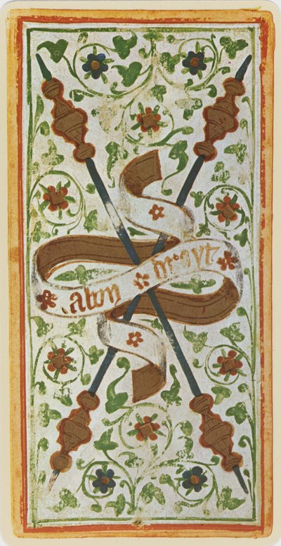 Il Due di Bastoni, facsimile di una carta dei tarocchi dal mazzo 